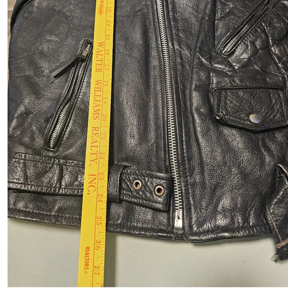 Vintage Wilsons XXL Black Leather Biker Jacket Thinsulate Lined
